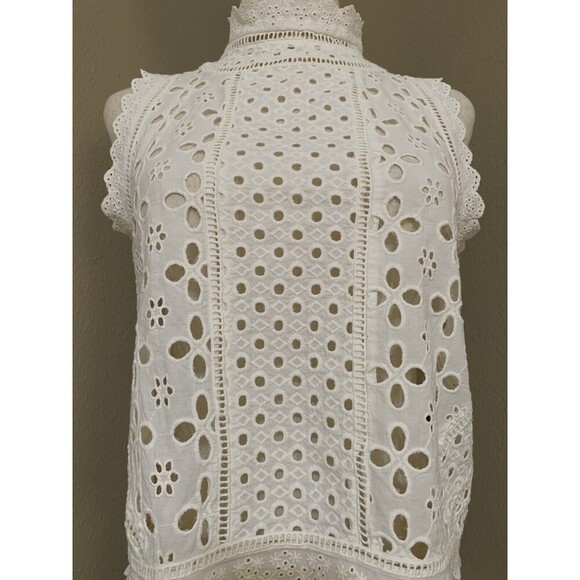 Anthropologie James Coviello Blouse Cream‎ White Lace Women’s Size XS - Picture 3 of 5